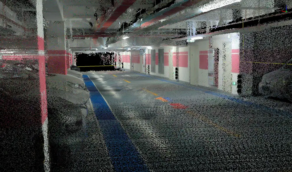 Parking garage lane captured by a Tersus MVP S1