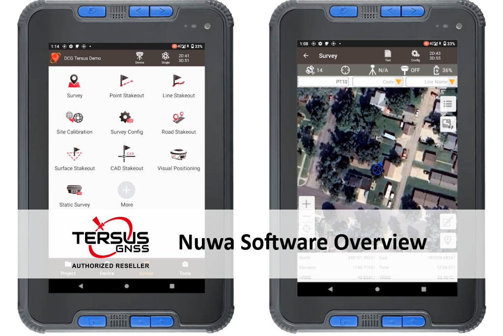 Image of a TC40 Showcasing the NUWA software with "Nuwa Software Overview" read over the top of them.
